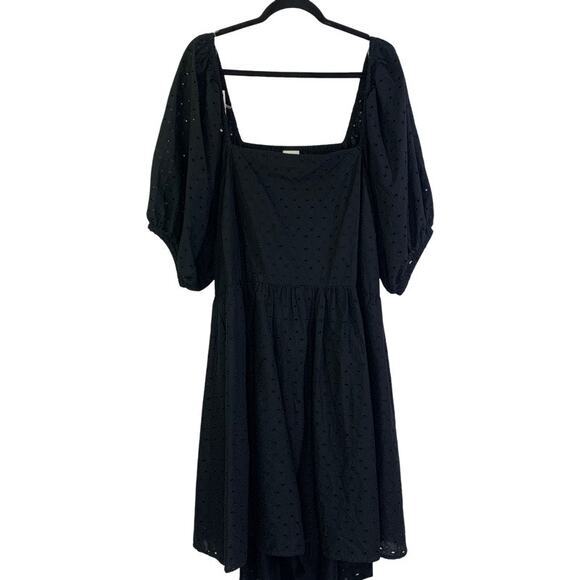 A NEW DAY Black Eyelet Open Back Puff‎ Sleeve Mini Dress Size 3X - NWT - Picture 2 of 16